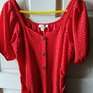 Red Polka Dot Button-Up Dress